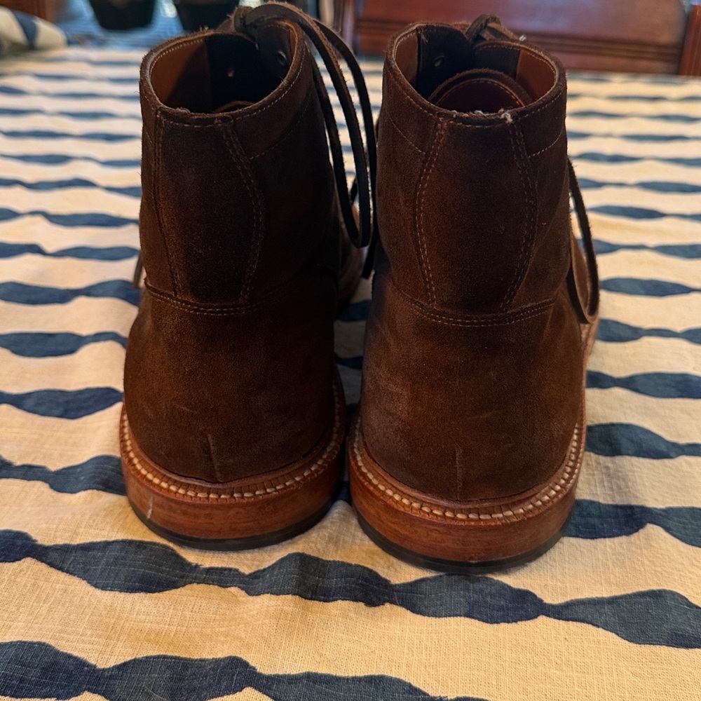 Men's Dark Brown Suede Lace-Up Boots - Picture 3 of 8